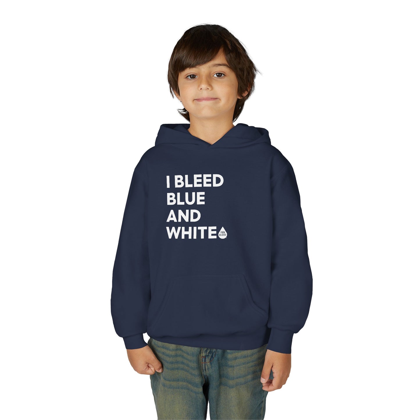 I Bleed Blue & White Kid's Hoodie