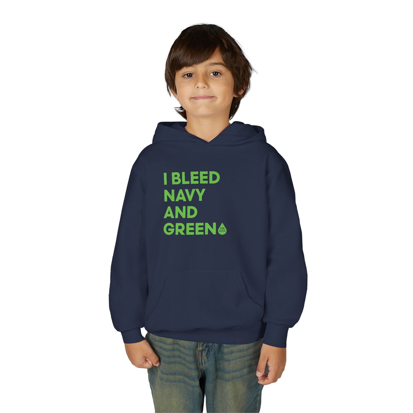 I Bleed Navy & Green Kid's Hoodie