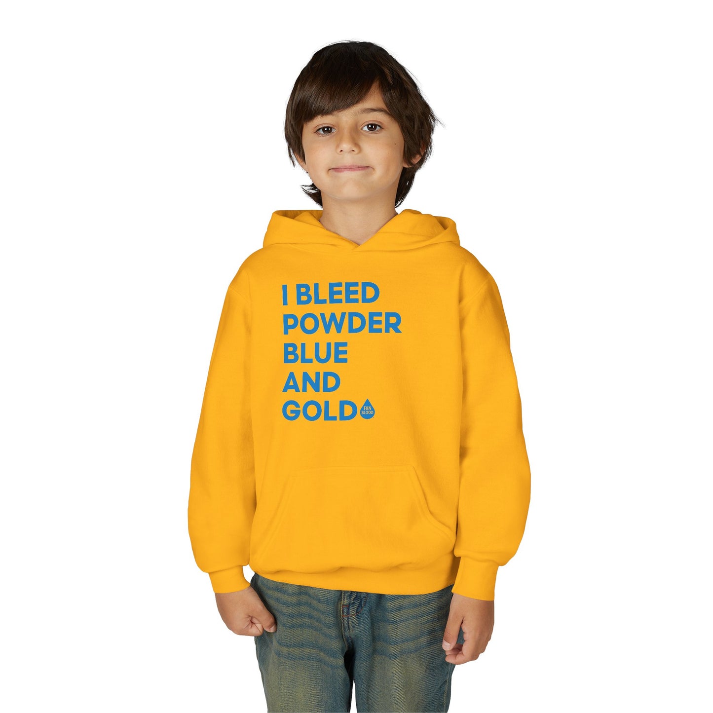 I Bleed Powder Blue & Gold Kid's Hoodie