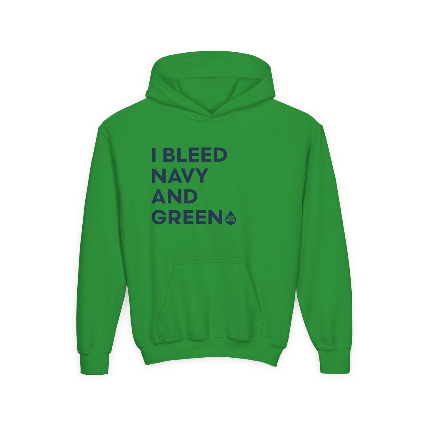 I Bleed Navy & Green Kid's Hoodie
