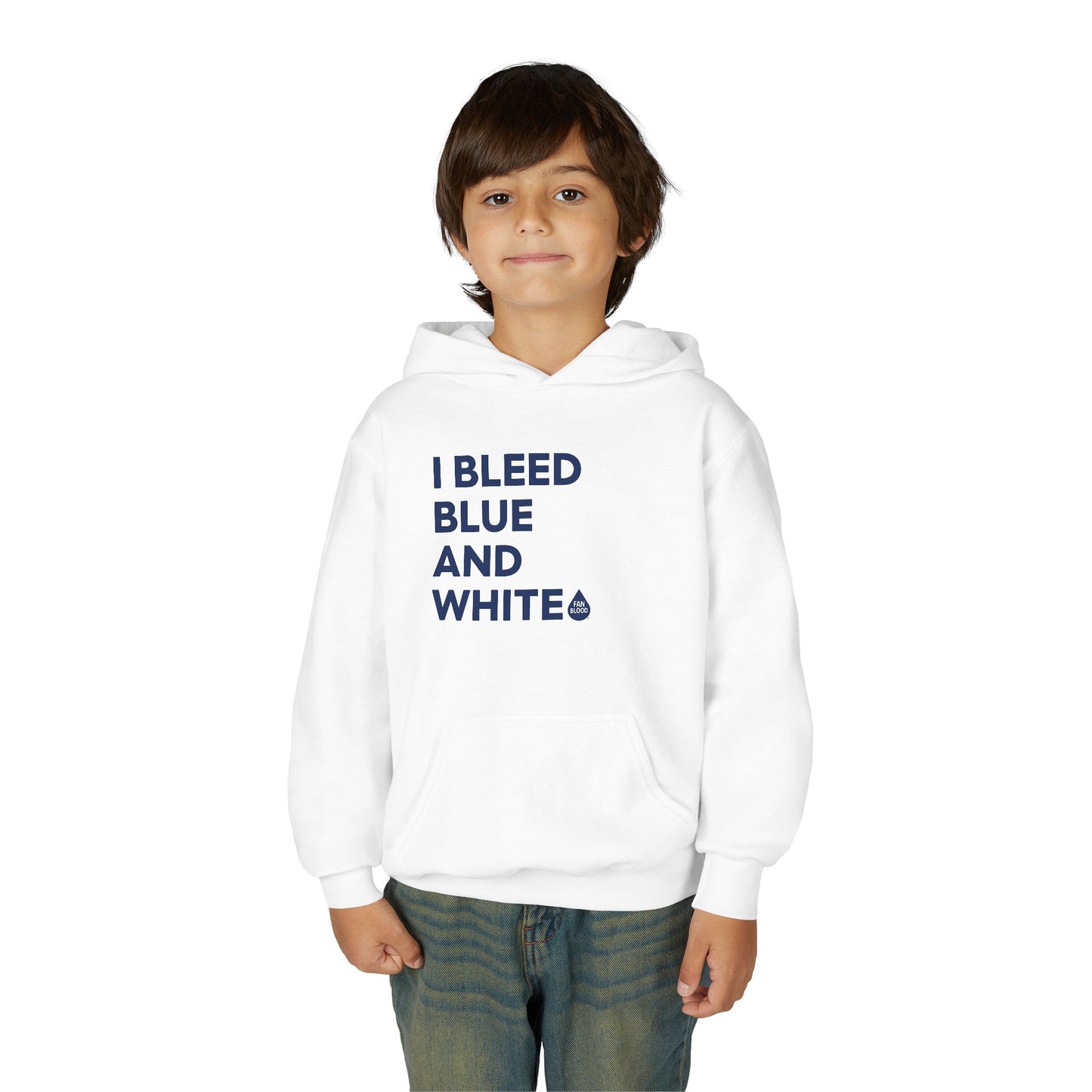 I Bleed Blue & White Kid's Hoodie