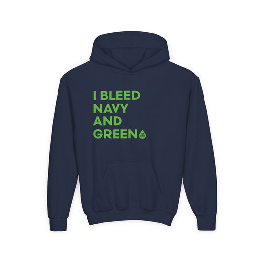 I Bleed Navy & Green Kid's Hoodie