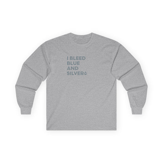 I Bleed Blue & Silver Long Sleeve T