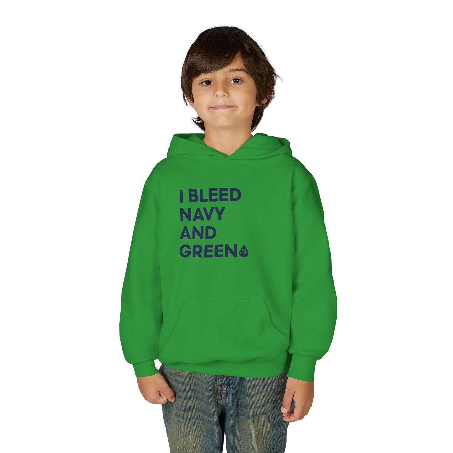 I Bleed Navy & Green Kid's Hoodie